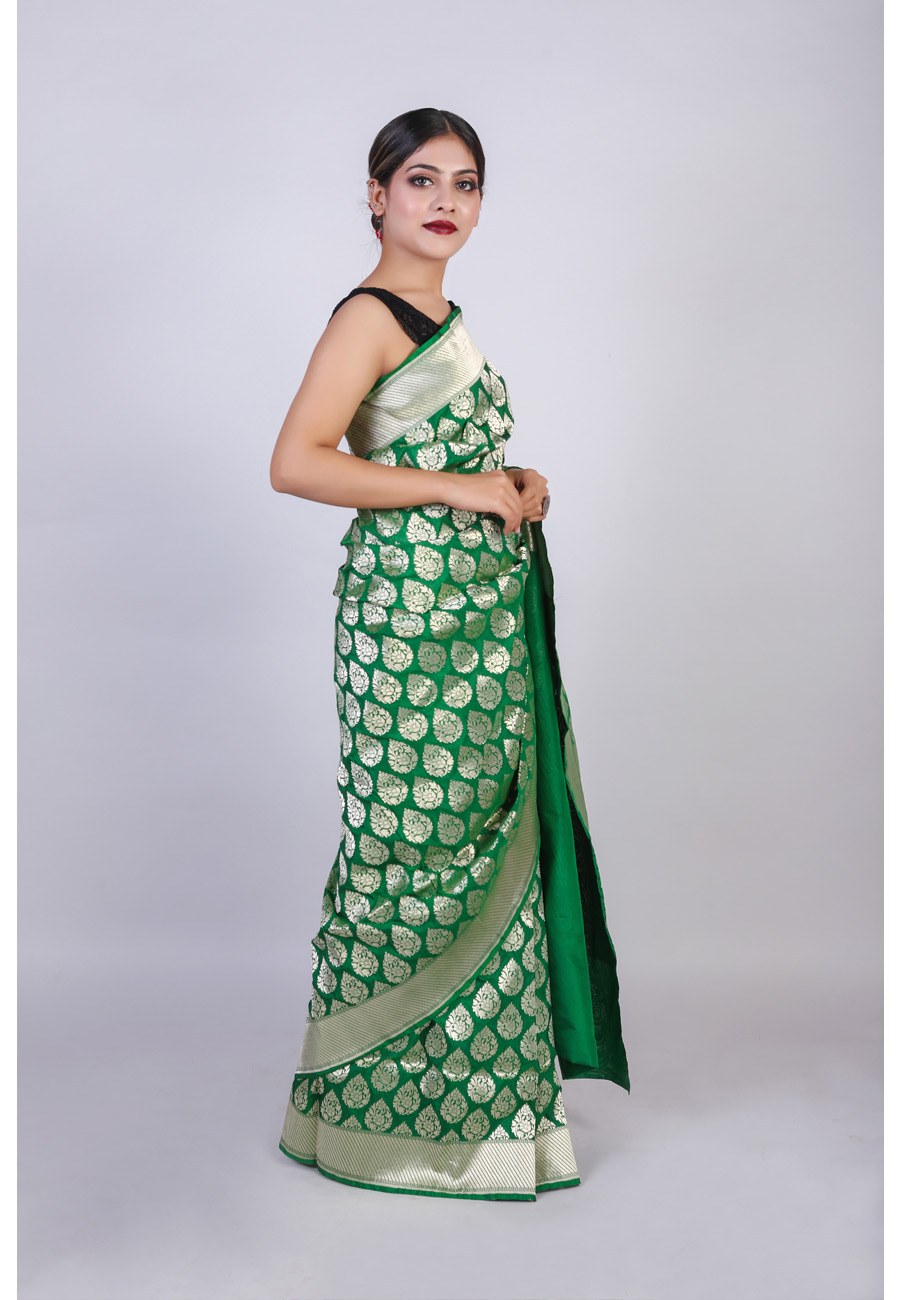 Handwoven Green Silk Sari