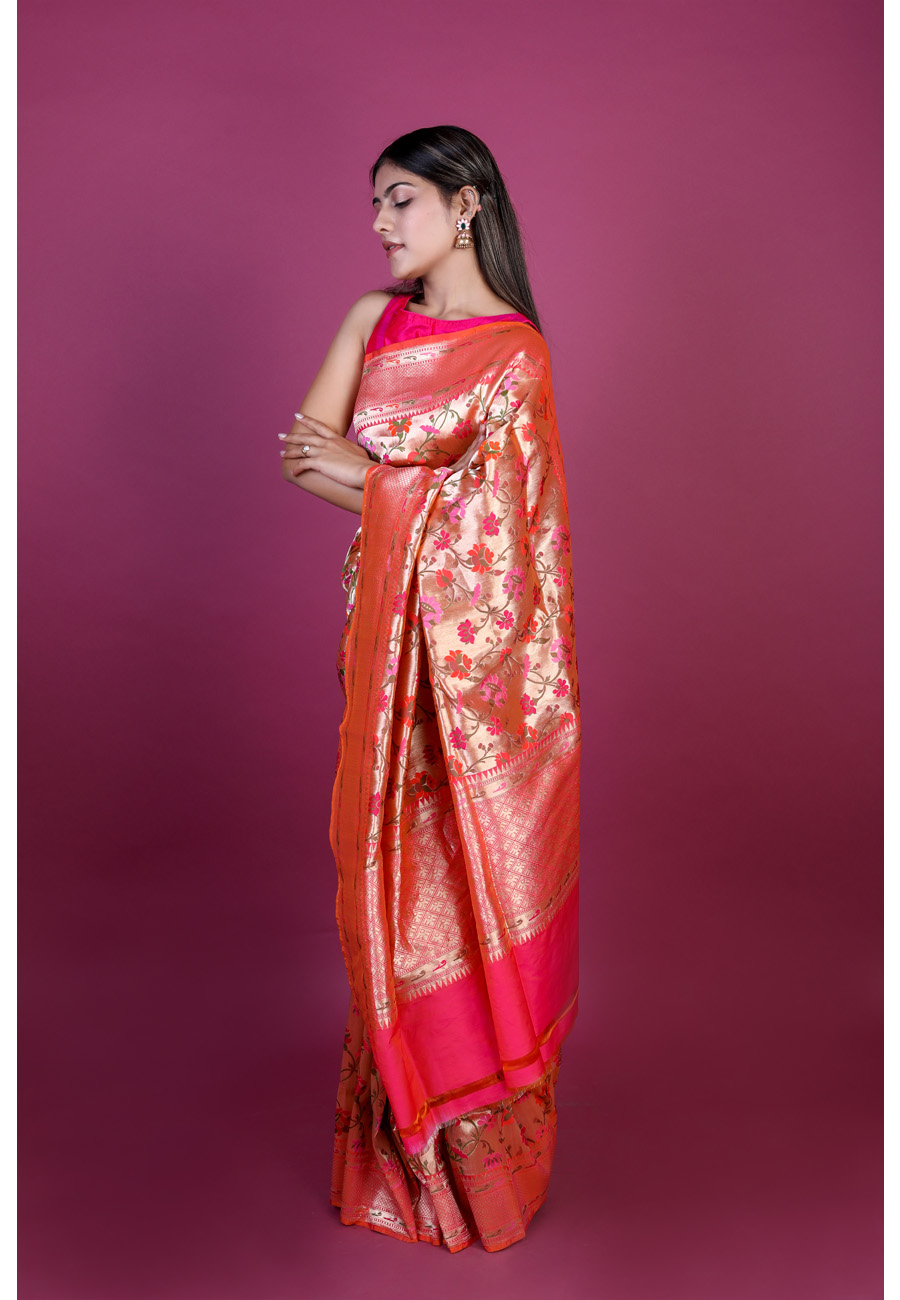 Handwoven Pink Tilfi Silk Sari