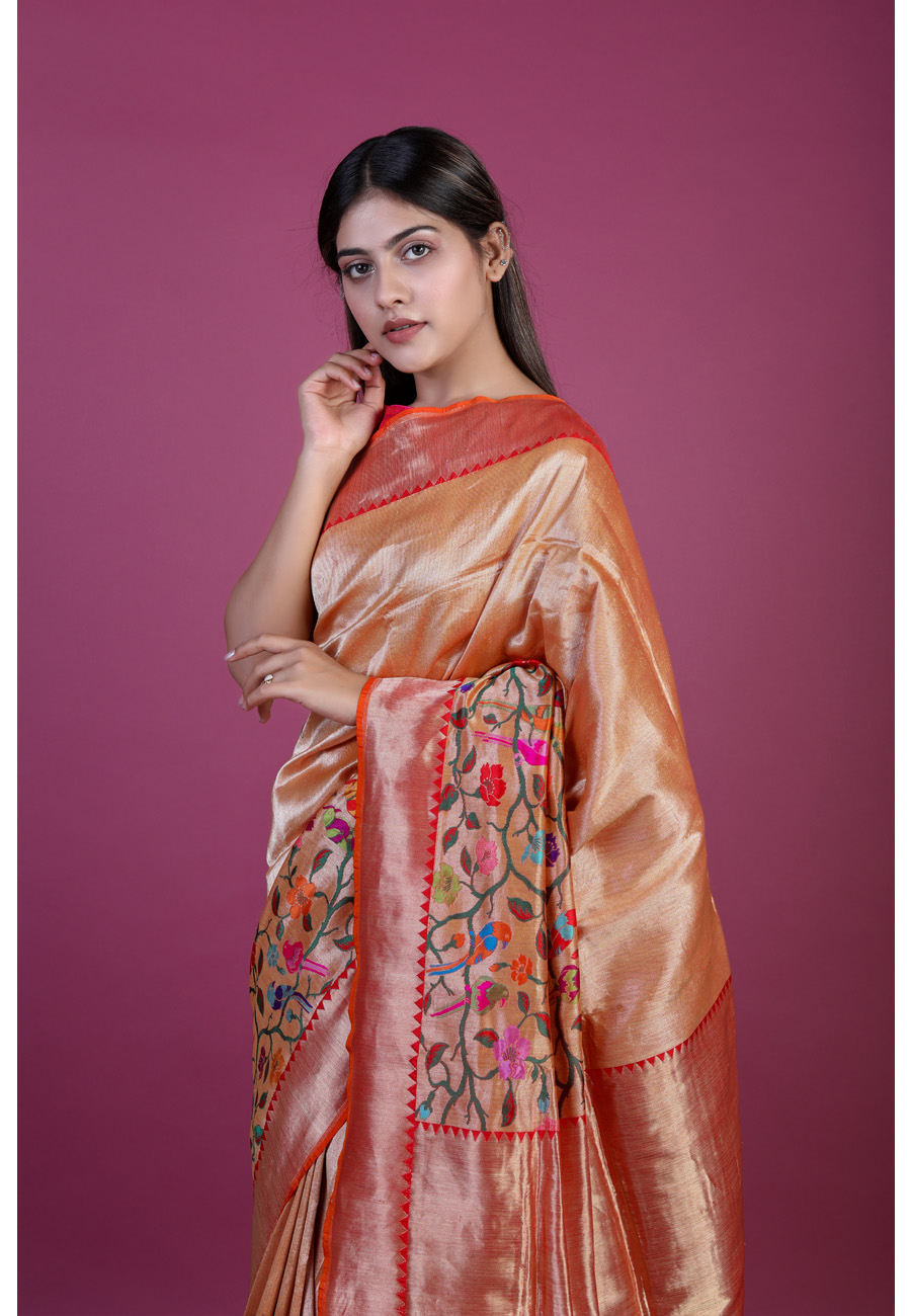 Handwoven Red Silk Sari
