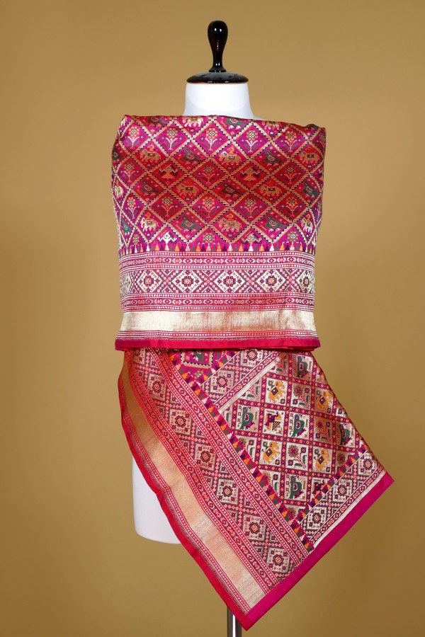 Handwoven pink Silk Dupatta