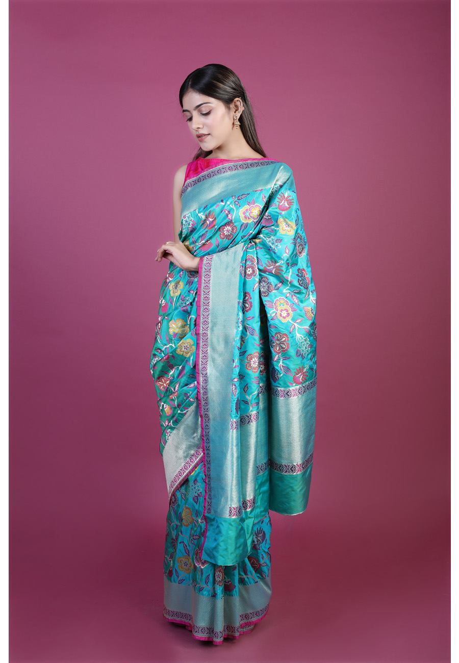 Handwoven Green Tilfi Silk Sari