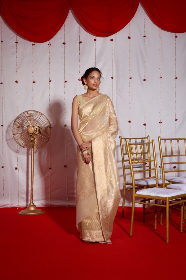 Gold Pure Tissue Banarasi Handloom Saree