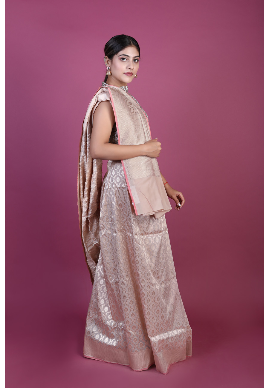 Handwoven Cream Colour Silk Sari