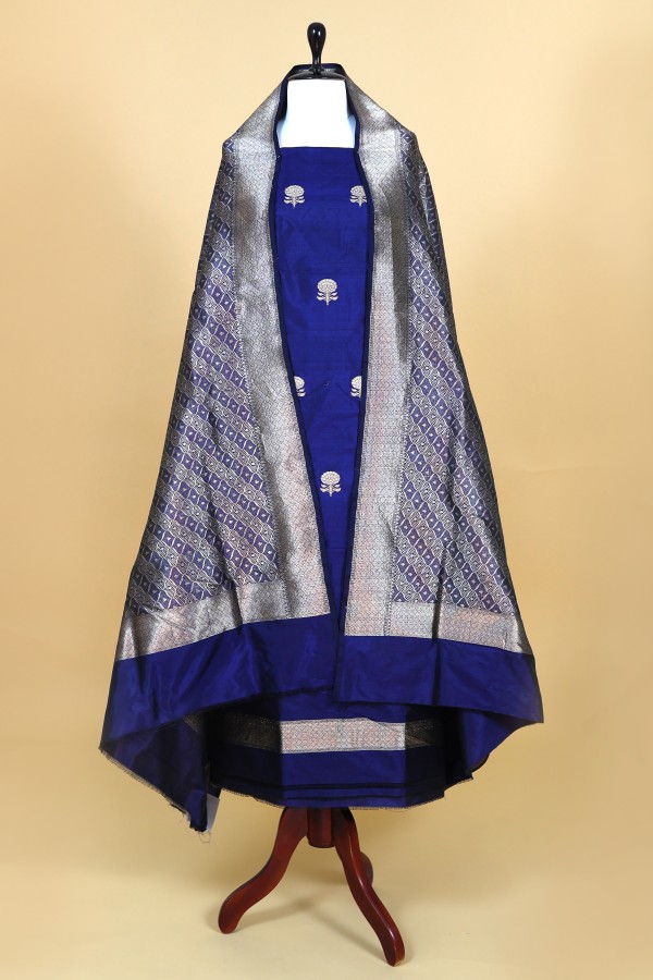 Handwoven Blue Banarasi Silk Suit Peice