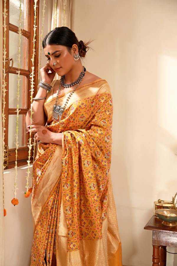 Handwoven Gold Silk Sari