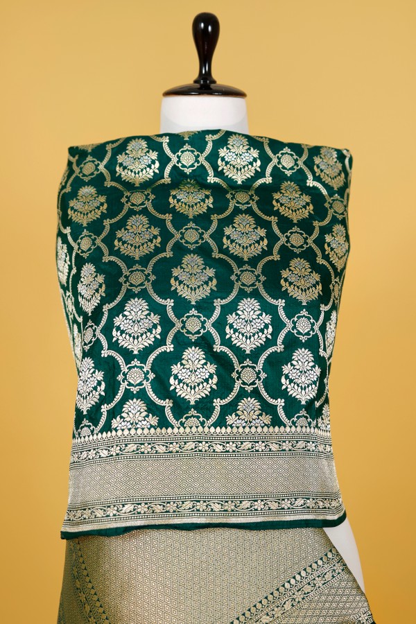 Handwoven Green Silk Dupatta