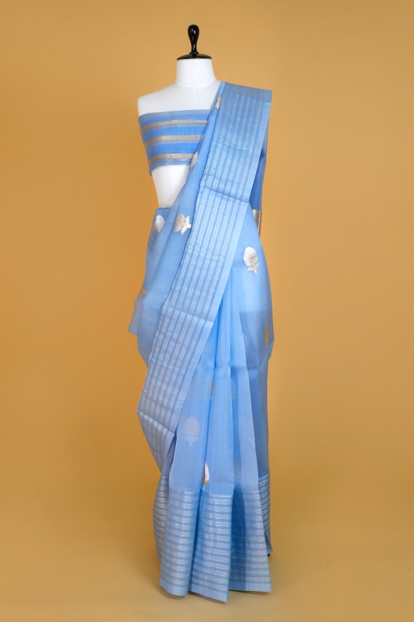 Handwoven Blue Organza Saree
