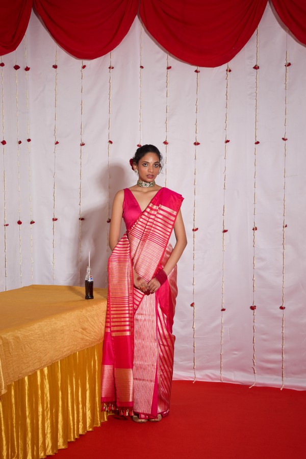 Pink Pure Katan Silk Banarasi Handloom Saree