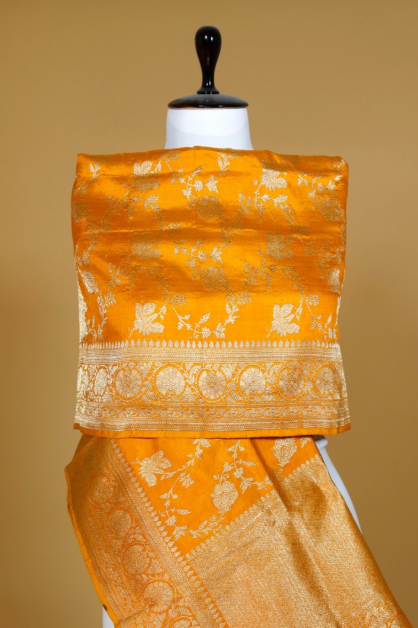 Handwoven Mustard silk Dupatta