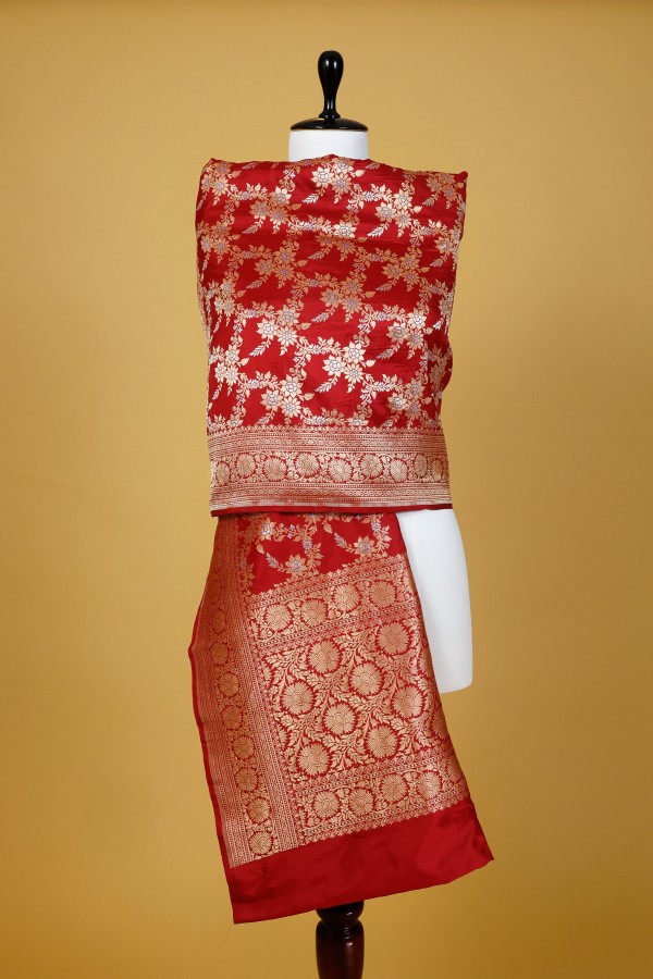 Handwoven Maroon Silk Dupatta