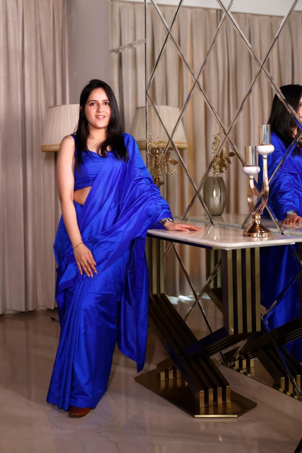 Blue Pure Katan Silk  Handloom Saree