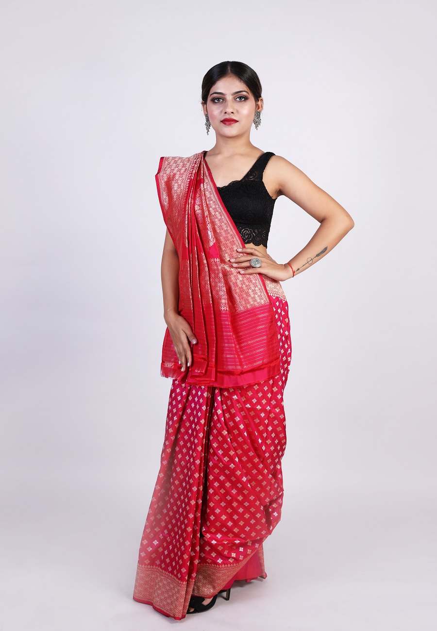 Handwoven Pink Silk Sari